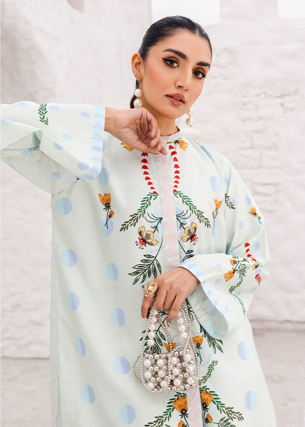 Floret Floral Dress with Wildflowers, Garden Motifs, and Lime Green Accents by Zainab Musa.