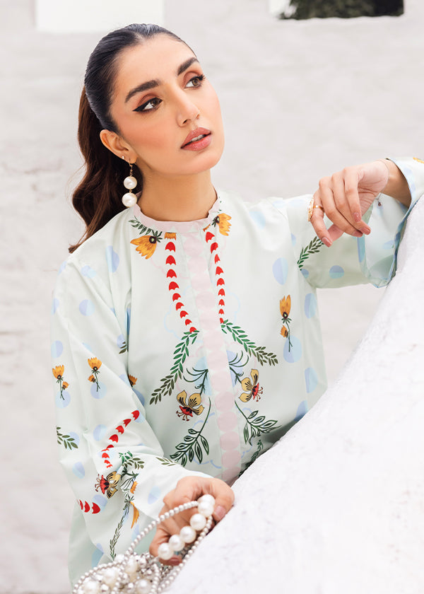 Floret Floral Dress with Wildflowers, Garden Motifs, and Lime Green Accents by Zainab Musa.