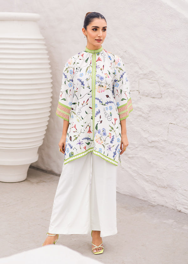 Whimsy Soft Mint Polka Dot & Floral Dress with Intricate Details by Zainab Musa.