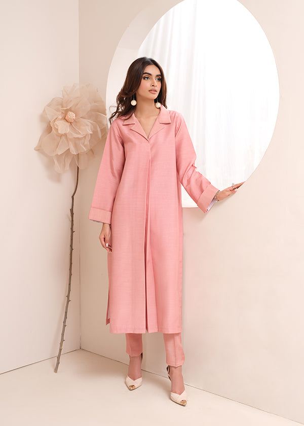 Blush pink raw silk dress – minimal, elegant, and chic.