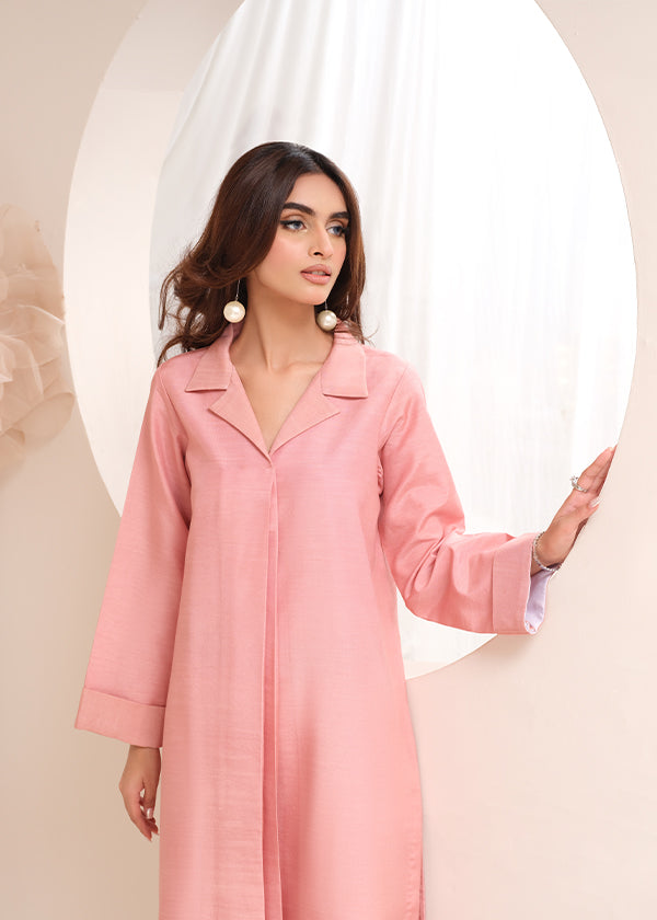 Blush pink raw silk dress – minimal, elegant, and chic.