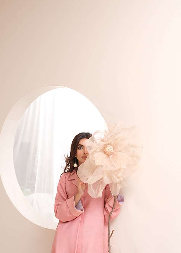 Blush pink raw silk dress – minimal, elegant, and chic.